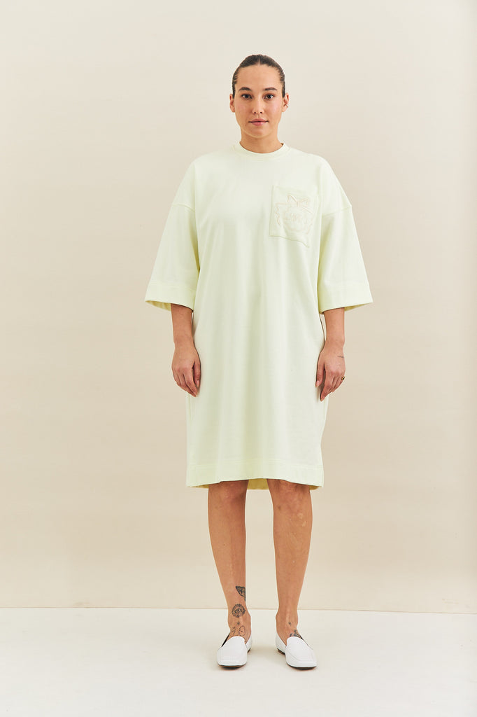 a french terry oversized dress with embroidered pocket 