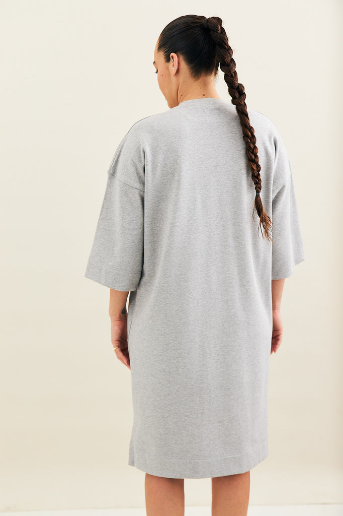 a french terry oversized dress with embroidered pocket 